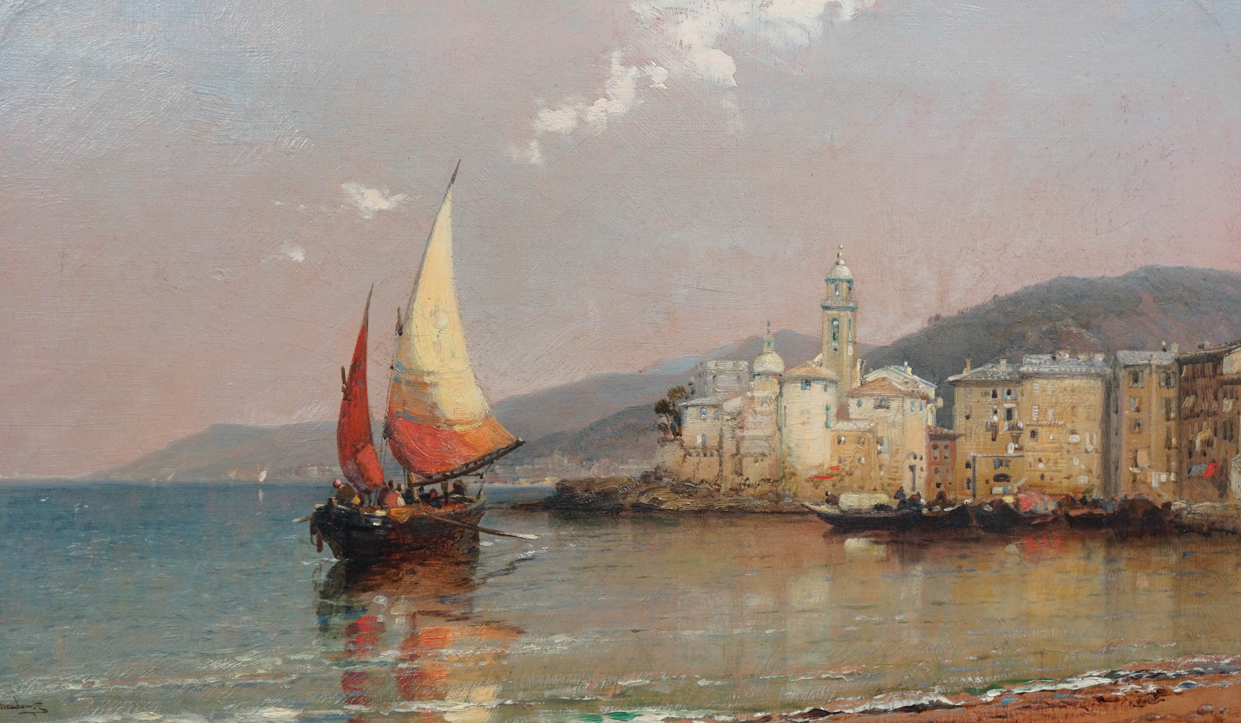 Arthur Joseph Meadows (English, 1843-1907), 'Camagh in the Riviera, 1901', oil on canvas, 29.5 x 49cm